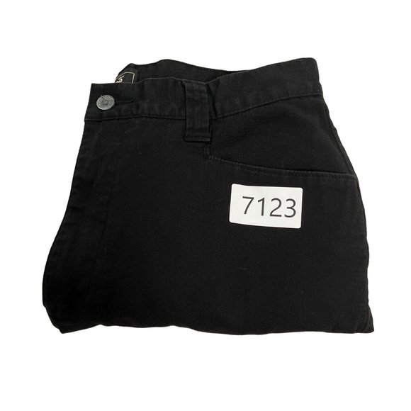 LEE JEANS Women's 12 Petite Denim Cotton Stretch Notched Zippers Pockets Black - Picture 12 of 12